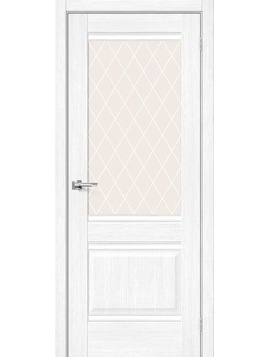 Межкомнатная дверь Bravo Прима-3 Snow Melinga White Crystal