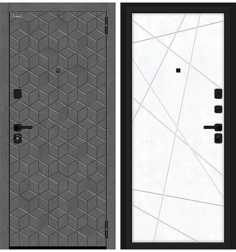Входная дверь Bravo Кьюб/SBlack Slate Art/Snow Art