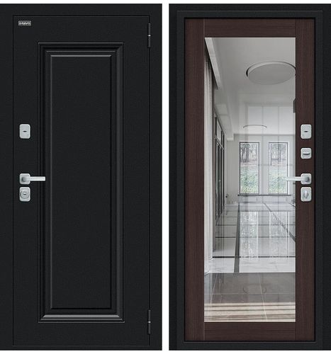 Входная дверь Bravo Thermo Флэш МФ/BChrome Букле черное/Wenge Melinga