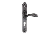 Ручка на длинной планке FLOR BL. SILVER (CL) черненое серебро под ключ. цилиндр